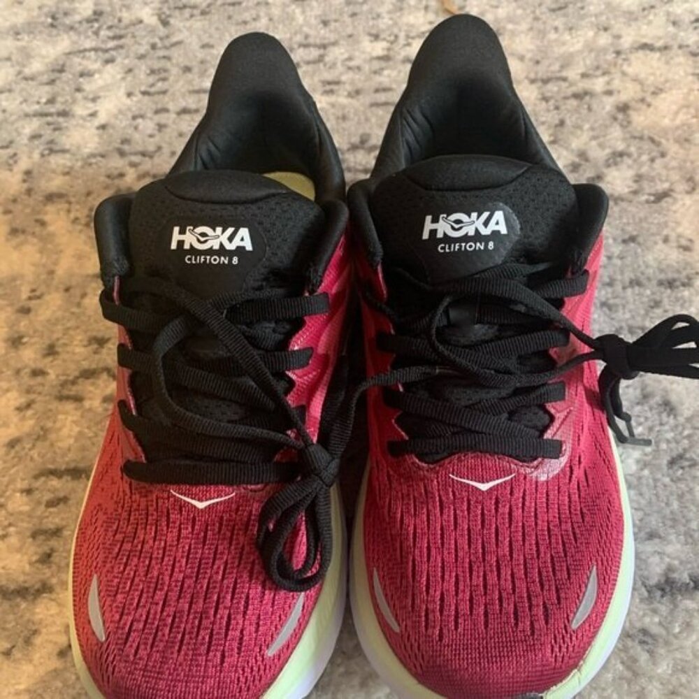 Hoka One One Red and Black Athletic Shoes - Picture 2 of 5